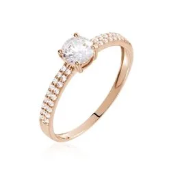 Histoire D'Or Solitaire Champs Elysees Or Rose Oxydes De Zirconium
