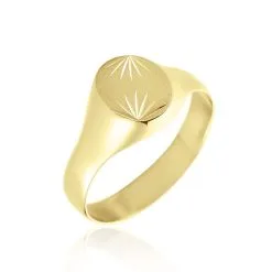 Histoire D'Or Chevalière Ovale Diamantee Soleil Or Jaune