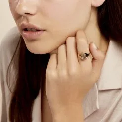 Histoire D'Or Chevalière Ovale Diamantee Soleil Or Jaune -Boucles d'oreilles Bracelet Soldes B3HMJW0119 model2