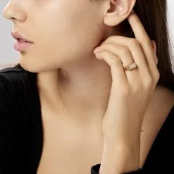 Histoire D'Or Chevalière Rectangle Or Jaune Oxyde De Zirconium -Boucles d'oreilles Bracelet Soldes B3HMJZW005 model0