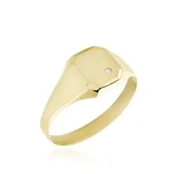 Histoire D'Or Chevalière Carree Or Jaune Oxyde De Zirconium