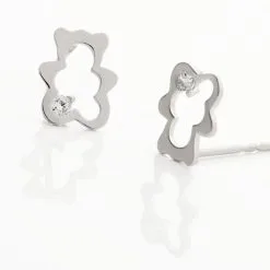 Histoire D'Or Boucles D'oreilles Puces Baptista Ours Or Blanc Oxydes -Boucles d'oreilles Bracelet Soldes B3OEBW0002 view2