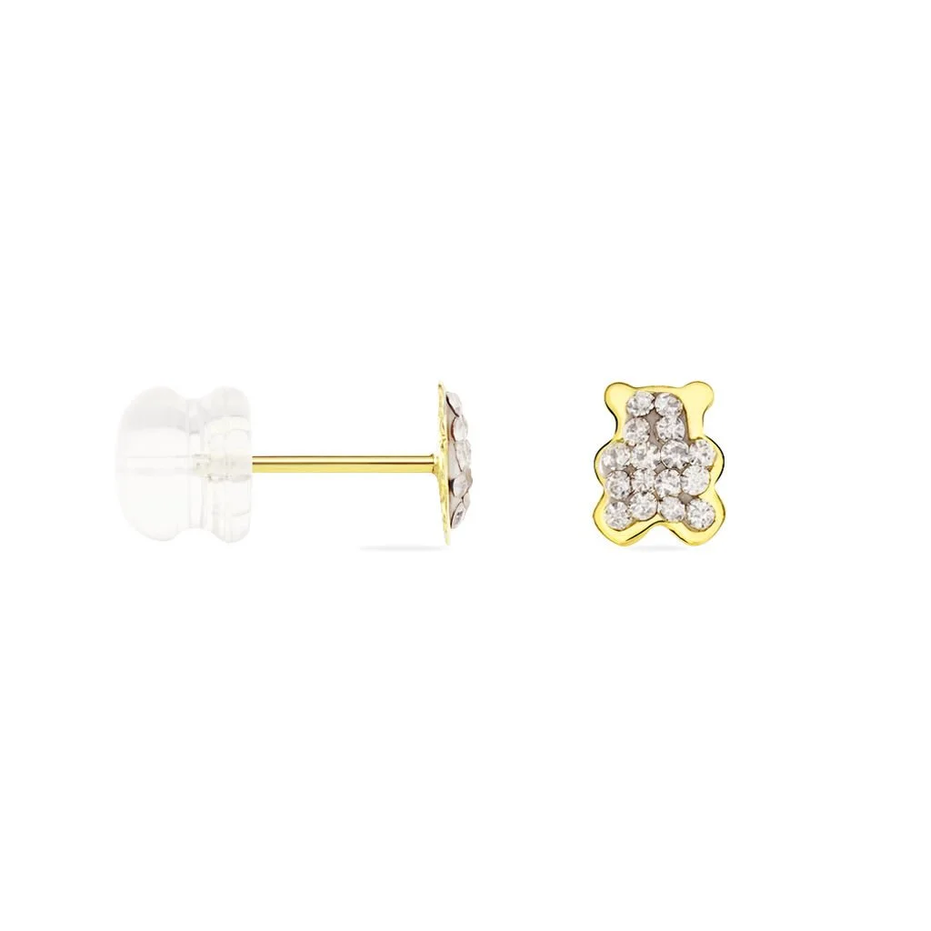 Histoire D'Or Boucles D'oreilles Puces Emerica Ours 0 Or Jaune Strass 4 Histoire D'Or Boucles D'oreilles Puces Emerica Ours 0 Or Jaune Strass – Image 2