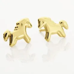 Histoire D'Or Boucles D'oreilles Puces Freyia Cheval Or Jaune -Boucles d'oreilles Bracelet Soldes B3OEJW0492 view2