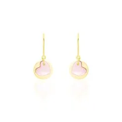 Histoire D'Or Boucles D'oreilles Pendantes Cleomela Coeur Or Jaune Nacre