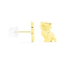 Histoire D'Or Boucles D'oreilles Puces Florenta Chat Or Jaune -Boucles d'oreilles Bracelet Soldes B3OEJW0563 view1