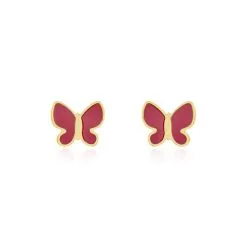 Histoire D'Or Boucles D'oreilles Puces Sulivia Papillon Or Jaune
