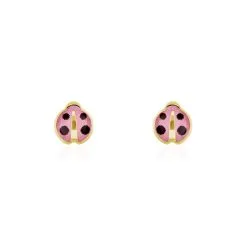 Histoire D'Or Boucles D'oreilles Puces Helidie Coccinelle Or Jaune