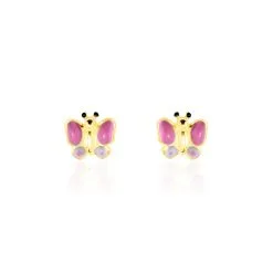 Histoire D'Or Boucles D'oreilles Puces Sienna Papillon Or Jaune