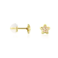 Histoire D'Or Boucles D'oreilles Puces Fleur Email Or Jaune -Boucles d'oreilles Bracelet Soldes B3OEJWS502 view1