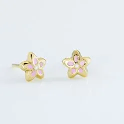 Histoire D'Or Boucles D'oreilles Puces Fleur Email Or Jaune -Boucles d'oreilles Bracelet Soldes B3OEJWS502 view2