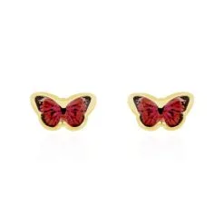Histoire D'Or Boucles D'oreilles Puces Sulivia Papillon Or Jaune