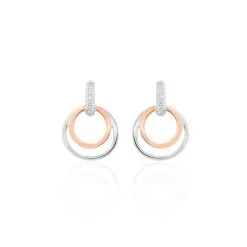 Histoire D'Or Boucles D'oreilles Pendantes Eloisia Or Bicolore Diamant