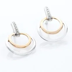 Histoire D'Or Boucles D'oreilles Pendantes Eloisia Or Bicolore Diamant -Boucles d'oreilles Bracelet Soldes B3OF2DW208 view2