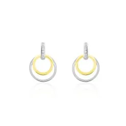 Histoire D'Or Boucles D'oreilles Pendantes Or Bicolore Eloisia Diamants