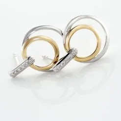 Histoire D'Or Boucles D'oreilles Pendantes Or Bicolore Eloisia Diamants -Boucles d'oreilles Bracelet Soldes B3OF2DW216 view2