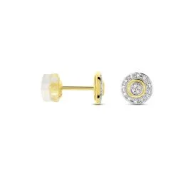 Histoire D'Or Boucles D'oreilles Puces Rosangela Or Bicolore Diamant Blanc -Boucles d'oreilles Bracelet Soldes B3OF2DW218 view1