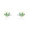 Histoire D'Or Boucles D'oreilles Puces Or Bicolore Caetlin Emeraude Diamant