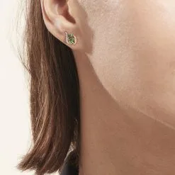 Histoire D'Or Boucles D'oreilles Puces Or Bicolore Caetlin Emeraude Diamant -Boucles d'oreilles Bracelet Soldes B3OF2EV004 model0