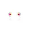Histoire D'Or Boucles D'oreilles Puces Lydia Or Bicolore Rubis