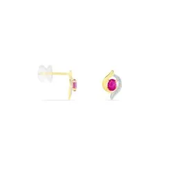 Histoire D'Or Boucles D'oreilles Puces Lydia Or Bicolore Rubis -Boucles d'oreilles Bracelet Soldes B3OF2RR001 view1