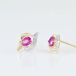Histoire D'Or Boucles D'oreilles Puces Lydia Or Bicolore Rubis -Boucles d'oreilles Bracelet Soldes B3OF2RR001 view2