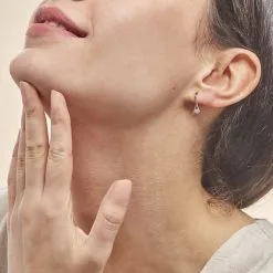 Histoire D'Or Boucles D'oreilles Pendantes Formev Or Bicolore Oxyde De Zirconium -Boucles d'oreilles Bracelet Soldes B3OF2ZW007 model0