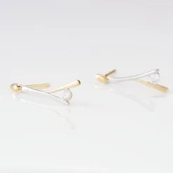 Histoire D'Or Boucles D'oreilles Pendantes Formev Or Bicolore Oxyde De Zirconium -Boucles d'oreilles Bracelet Soldes B3OF2ZW007 view2