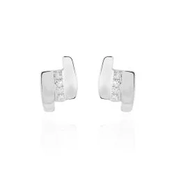 Histoire D'Or Boucles D'oreilles Puces Dolene Or Blanc Diamant