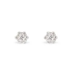 Histoire D'Or Boucles D'oreilles Puces Magnolia Or Blanc Diamant