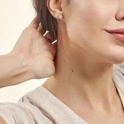 Histoire D'Or Boucles D'oreilles Puces Soleil D'hiver Or Blanc Diamant -Boucles d'oreilles Bracelet Soldes B3OFBDW240 model0