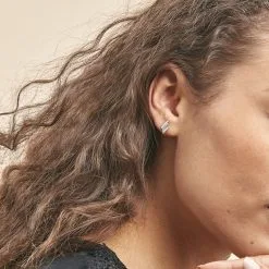 Histoire D'Or Boucles D'oreilles Puces Ainhoa Or Blanc Diamant -Boucles d'oreilles Bracelet Soldes B3OFBDW471 model0