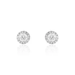 Histoire D'Or Boucles D'oreilles Puces Karen Or Blanc Diamant