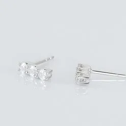 Histoire D'Or Boucles D'oreilles Puces Sabine Or Blanc Diamant -Boucles d'oreilles Bracelet Soldes B3OFBDW624 view2