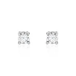 Histoire D'Or Boucles D'oreilles Puces Victoria Or Blanc Diamant