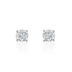 Histoire D'Or Boucles D'oreilles Puces Victoria Or Blanc Diamant