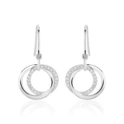 Histoire D'Or Boucles D'oreilles Pendantes Or Blanc Tresha Diamants