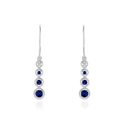 Histoire D'Or Boucles D'oreilles Pendantes Josephine Or Blanc Saphir Et Diamant