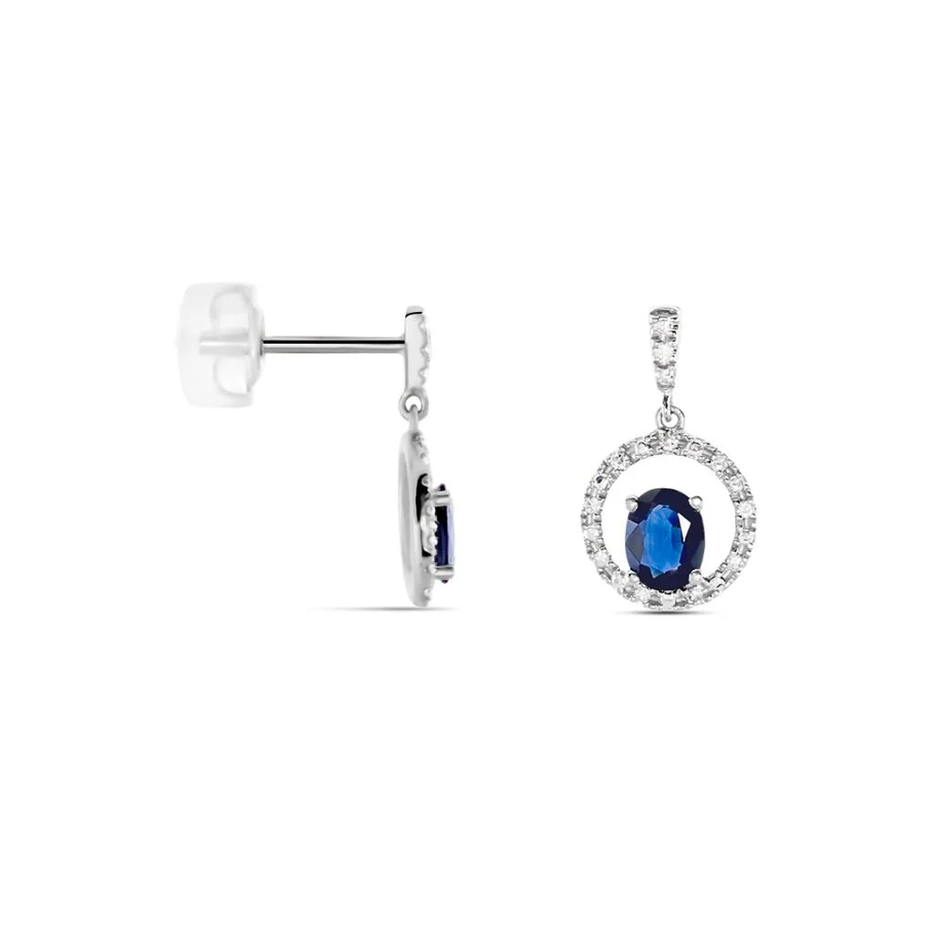 Histoire D'Or Boucles D'oreilles Pendantes Katerynn Or Blanc Saphir Diamants 4 Histoire D'Or Boucles D'oreilles Pendantes Katerynn Or Blanc Saphir Diamants – Image 2
