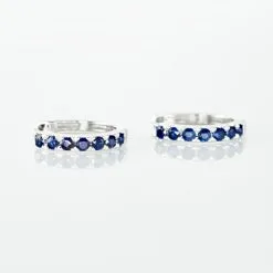 Histoire D'Or Créoles Or Blanc Killian Saphir 9 Histoire D'Or Créoles Or Blanc Killian Saphir -Boucles d'oreilles Bracelet Soldes B3OFBSB113 view2