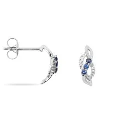 Histoire D'Or Boucles D'oreilles Puces Rosalyne Or Blanc Saphir Et Diamant -Boucles d'oreilles Bracelet Soldes B3OFBSB214 view1