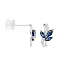 Histoire D'Or Boucles D'oreilles Puces Angie Or Blanc Saphir Et Diamant -Boucles d'oreilles Bracelet Soldes B3OFBSB271 view1