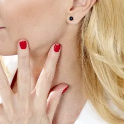 Histoire D'Or Boucles D'oreilles Puces Edy Serti Clos Or Blanc Saphir -Boucles d'oreilles Bracelet Soldes B3OFBSN002 model0