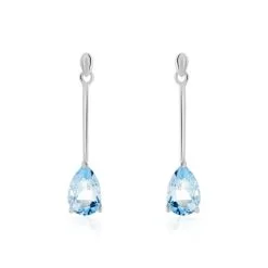 Histoire D'Or Boucles D'oreilles Pendantes Goutte Or Blanc Topaze