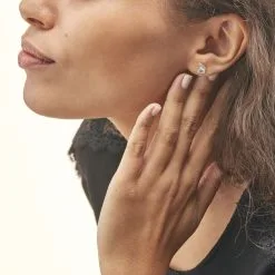 Histoire D'Or Boucles D'oreilles Puces Coeur In Love Or Blanc Topaze Et Oxyde -Boucles d'oreilles Bracelet Soldes B3OFBTB405 model0