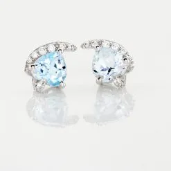 Histoire D'Or Boucles D'oreilles Puces Coeur In Love Or Blanc Topaze Et Oxyde -Boucles d'oreilles Bracelet Soldes B3OFBTB405 view2