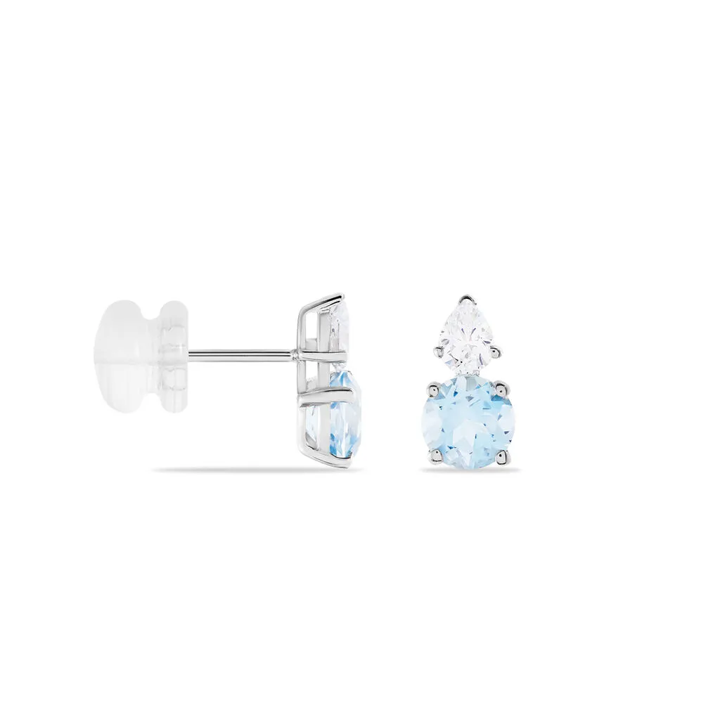 Histoire D'Or Boucles D'oreilles Puces Giana Or Blanc Topaze Et Oxyde De Zirconium 4 Histoire D'Or Boucles D'oreilles Puces Giana Or Blanc Topaze Et Oxyde De Zirconium – Image 2
