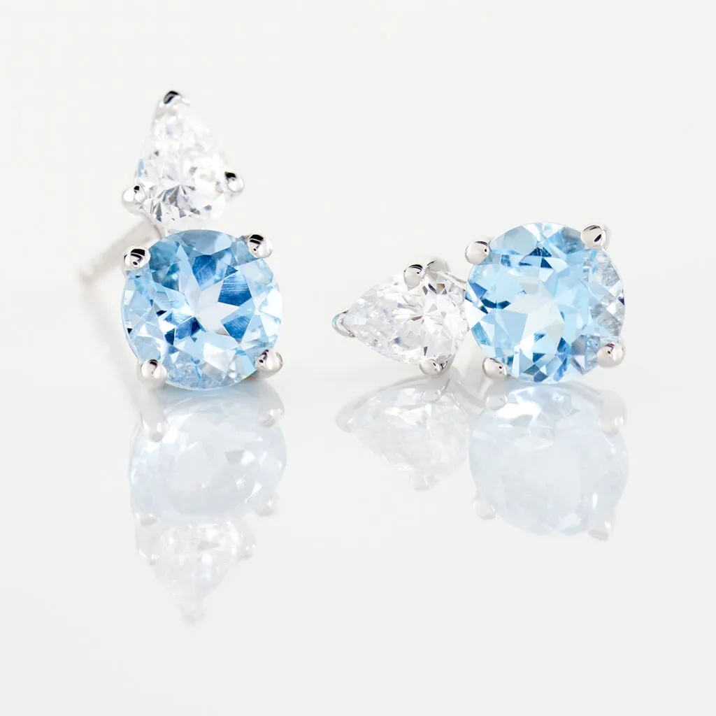 Histoire D'Or Boucles D'oreilles Puces Giana Or Blanc Topaze Et Oxyde De Zirconium 5 Histoire D'Or Boucles D'oreilles Puces Giana Or Blanc Topaze Et Oxyde De Zirconium – Image 3