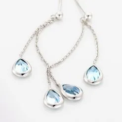 Histoire D'Or Boucles D'oreilles Pendantes Djime Or Blanc Topaze -Boucles d'oreilles Bracelet Soldes B3OFBTB526 view2