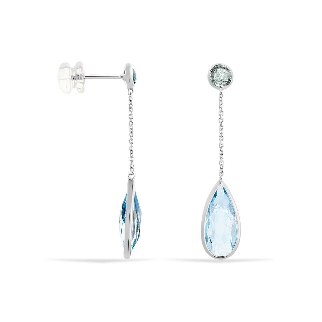 Histoire D'Or Boucles D'oreilles Pendantes Dennis Or Blanc Topaze 4 Histoire D'Or Boucles D'oreilles Pendantes Dennis Or Blanc Topaze – Image 2